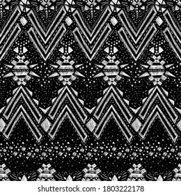 Patrón tribal. Impresión étnica. Azteca. Estructura geométrica abstracta. Diseño de tela. Hogar de Boho. Vector sin fisuras dibujado a mano.