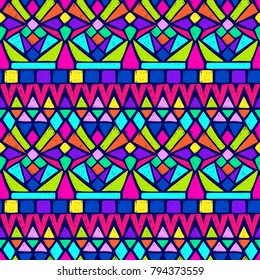 Tribal pattern. Ethnic print. Aztec. Abstract geometric fabric. Cloth design. Spiritual fashion. Mystical ornament. Navajo textile. Boho homespun. Hand drawn seamless vector.