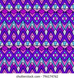 Tribal pattern. Ethnic print. Aztec. Abstract geometric fabric. Cloth design. Spiritual fashion. Mystical ornament. Navajo textile. Boho homespun. Hand drawn seamless vector.