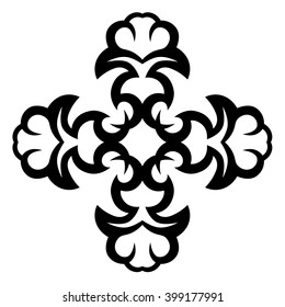 tribal pattern floral tattoo vector art design  element template, isolated illustration abstract pattern on white background, cross art pattern cut out. 