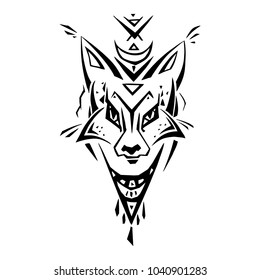 Tribal pattern Fox. Polynesian tattoo style. Vector illustration.