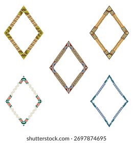 Tribal pattern frame. Colorful diamond shape. Ethnic decorative border. Vector cultural design. EPS 10.
