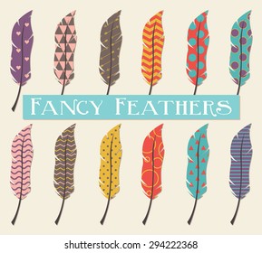 Tribal Pattern Geometric Feathers