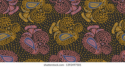 Tribal pattern with hand drawn ornament abstract background