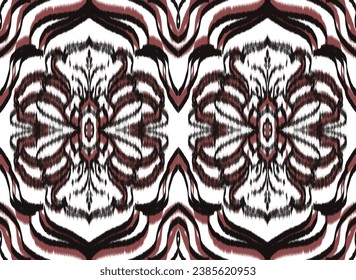 Tribal pattern ikat aztec art background brown white abstract ethnic folk embroidery geometric shapes wallpaper background vector illustration print decorative design classical