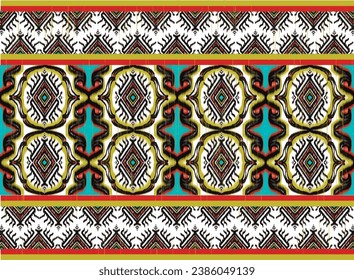 Tribal Muster ikat aztec Art grüner, weißer Hintergrund ethnischer abstrakter Folk Stickereien geometrische Formen Hintergrund Vektorgrafik dekoratives Design klassisches