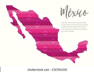 Tribal Pattern Mexican Map Composition - Copy Space