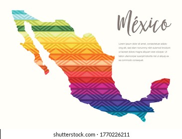 Tribal Pattern Mexican Map Composition - Copy Space