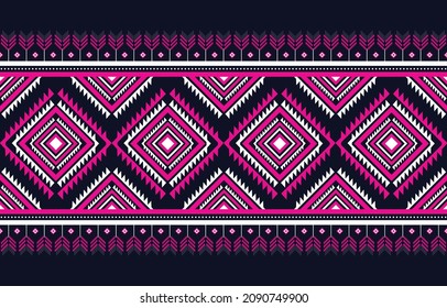 Tribal Muster marineblau und rosa traditionelle Textilien abstrakte ethnische geometrische Muster. Designs für Hintergrund oder Tapete, Teppiche, Batik, Vektorgrafik