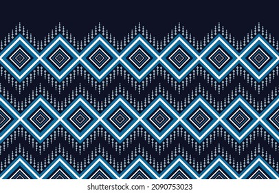 Tribal pattern navy blue and white traditional textiles abstract ethnic geometric pattern. Designs for background or wallpaper, carpets, batik vector illustration