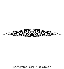 tribal pattern ornament decoration scroll, swirl design vector, isolated horizontal tattoo tribal art