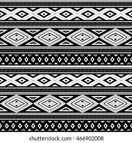 Tribal pattern seamless vector. Ethnic Peruvian monochrome print design