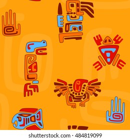 tribal pattern with stylized animals and symbols