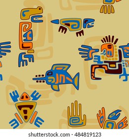 tribal pattern with stylized animals and symbols