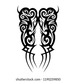 tribal pattern tattoo art deco elements isolated illustration on white background