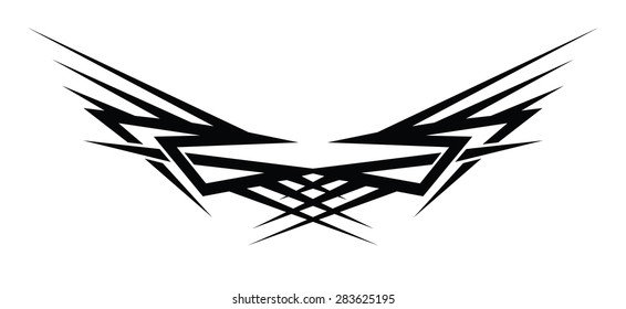tribal pattern tattoo for back design art, abstract pattern design tattoos tribal wings template on white background.