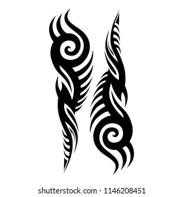 tribal pattern tattoo vector art sleeve design, isolated illustration abstract pattern on white background, tattoo art design tribal