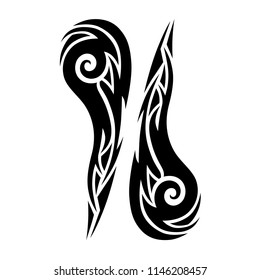 tribal pattern tattoo vector art design, isolated illustration abstract pattern on white background, tattoo art design tribal