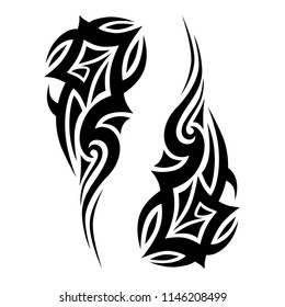 tribal pattern tattoo vector art design, isolated illustration abstract pattern on white background, tattoo art design tribal