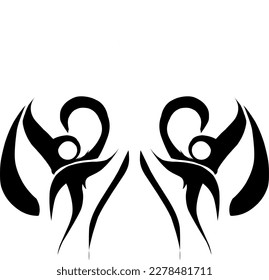 tribal pattern tattoo vector art design, isolated illustration abstract pattern on white background, tattoo art tribal vector design. Simple logo.