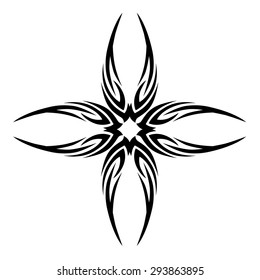 tribal pattern tattoo vector art design  element template, isolated illustration abstract pattern on white background, cross art pattern cut out. 