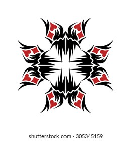 tribal pattern tattoo vector art design element template, isolated illustration abstract pattern on white background, cross art pattern cut out. 