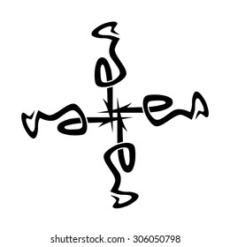 tribal pattern tattoo vector art design element template, isolated illustration abstract pattern on white background, cross art pattern cut out. 