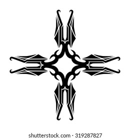 tribal pattern tattoo vector art  design element template, isolated illustration abstract pattern on white background, cross art pattern cut out. 