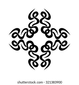 tribal pattern tattoo vector art arabic  design element template, isolated illustration abstract pattern on white background, cross art pattern cut out. 