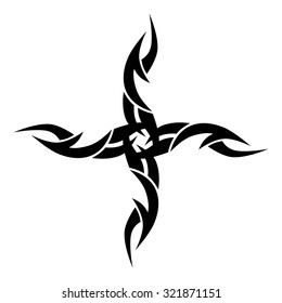 tribal pattern tattoo vector art design element template, isolated illustration abstract pattern on white background, cross art pattern cut out. 