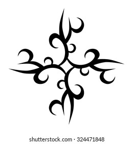 tribal pattern tattoo vector art design element template, isolated illustration abstract pattern on white background, cross art pattern cut out. 