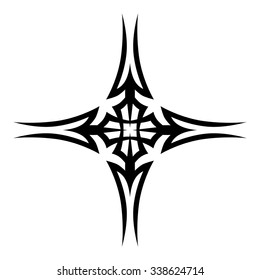 tribal pattern tattoo vector art design element template, isolated illustration abstract pattern on white background, cross art pattern cut out. 