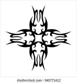 tribal pattern tattoo vector art design element template, isolated illustration abstract pattern on white background, cross art pattern cut out. 