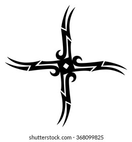 tribal pattern tattoo vector art design element template, isolated illustration abstract pattern on white background, cross art pattern cut out. 