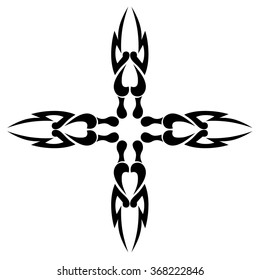 tribal pattern tattoo vector art design element template, isolated illustration abstract pattern on white background, cross art pattern cut out. 