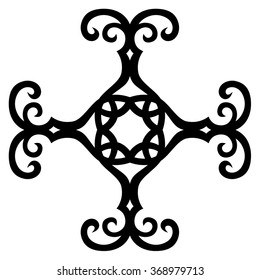 tribal pattern tattoo vector art design element template, isolated illustration abstract pattern on white background, cross art pattern cut out. 