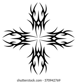 tribal pattern tattoo vector art design element template, isolated illustration abstract pattern on white background, cross art pattern cut out. 