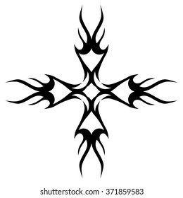 tribal pattern tattoo vector art design element template, isolated illustration abstract pattern on white background, cross art pattern cut out. 
