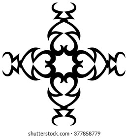 tribal pattern tattoo vector art  design element template, isolated illustration abstract pattern on white background, cross art pattern cut out. 