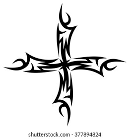 tribal pattern tattoo vector art design element template, isolated illustration abstract pattern on white background, cross art pattern cut out. 