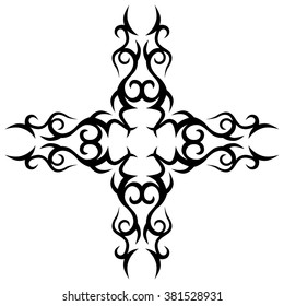 tribal pattern tattoo vector art design  element template, isolated illustration abstract pattern on white background, cross art pattern cut out. 