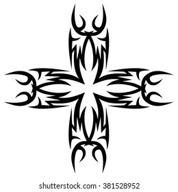 tribal pattern tattoo vector art design  element template, isolated illustration abstract pattern on white background, cross art pattern cut out. 