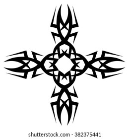 tribal pattern tattoo vector art design  element template, isolated illustration abstract pattern on white background, cross art pattern cut out. 