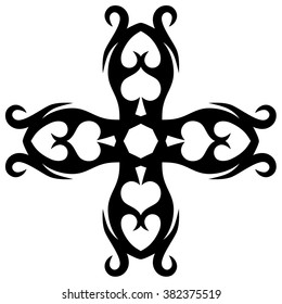 tribal pattern tattoo vector art design  element template, isolated illustration abstract pattern on white background, cross art pattern cut out. 