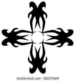tribal pattern tattoo vector art design  element template, isolated illustration abstract pattern on white background, cross art pattern cut out. 