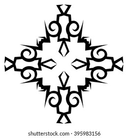 tribal pattern tattoo vector art design  element template, isolated illustration abstract pattern on white background, cross art pattern cut out. 