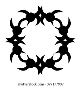 tribal pattern tattoo vector art design, border isolated vintage element on white background