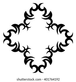 tribal pattern tattoo vector art design, border isolated vintage element on white background