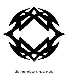 tribal pattern tattoo vector art design, border isolated vintage element on white background