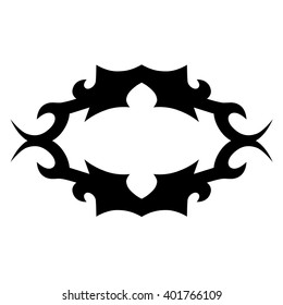tribal pattern tattoo vector art design, border isolated vintage element on white background